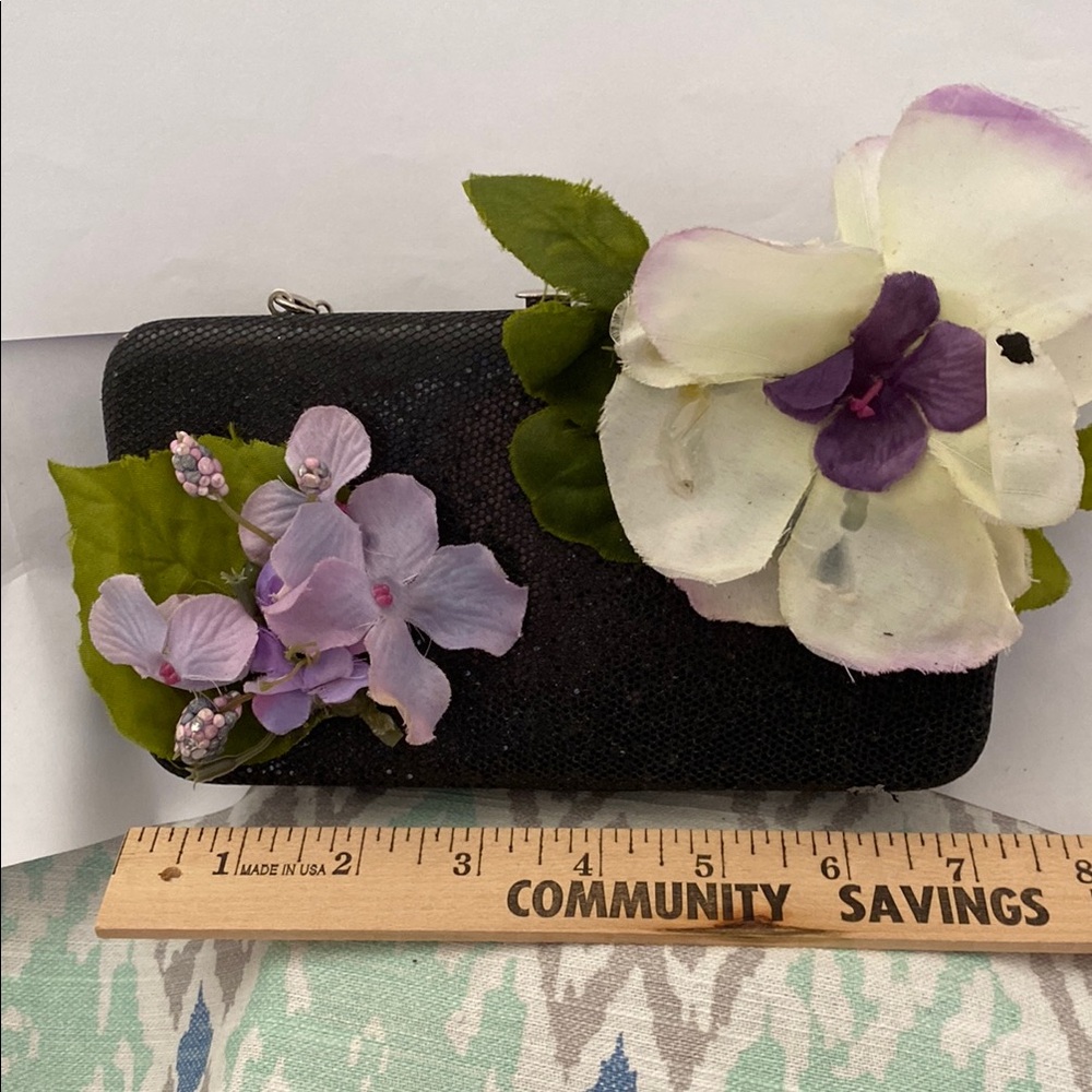 Floral Black Clutch
